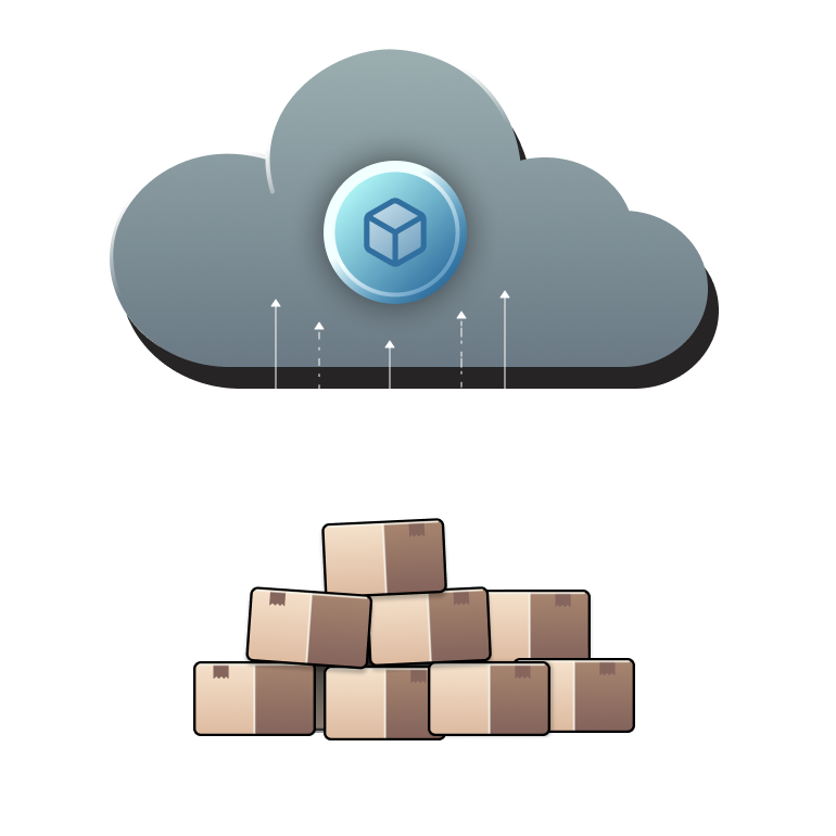 Illustration of a cloud and storage boxes